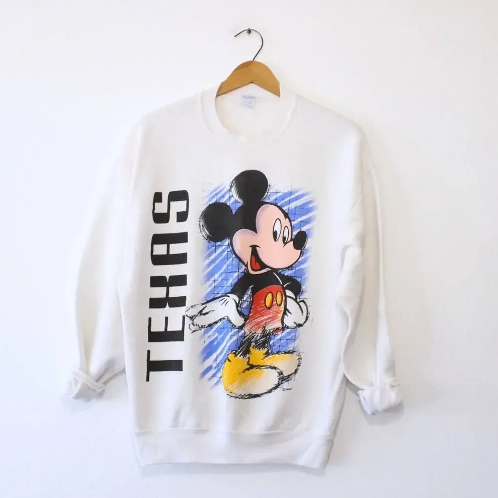 Vintage Walt Disney Mickey Mouse Texas Sweatshirt Large